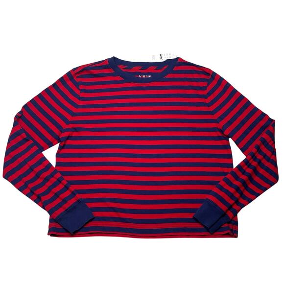 J.Crew Vintage Jersey Stripe Long Sleeve Tee Navy Red Cotton Small NWT - Picture 2 of 6